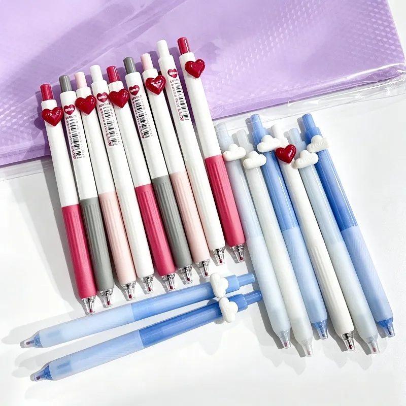 4pcs Cute Love Gel Pen 0.5mm Black Writing Pen Cloud Ballpoint Pen for Work Test Homeworkfor School Office Party Gift