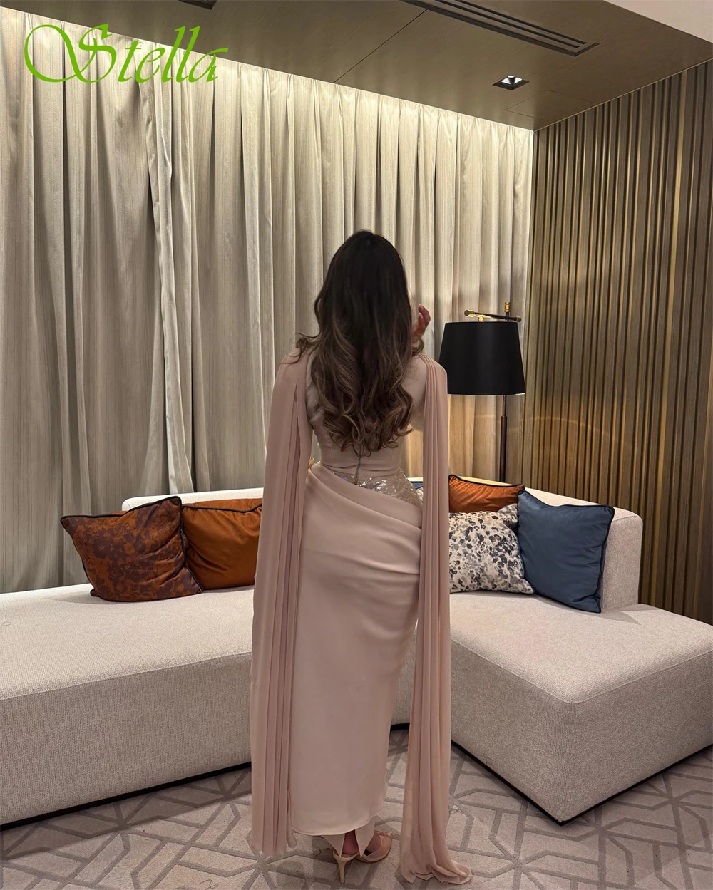 Customized Exquisite Cap Sleeve Long Sleeves Evening Dress High Quality Flowers Prom Dresses Temperament Ribbons Party Gowns