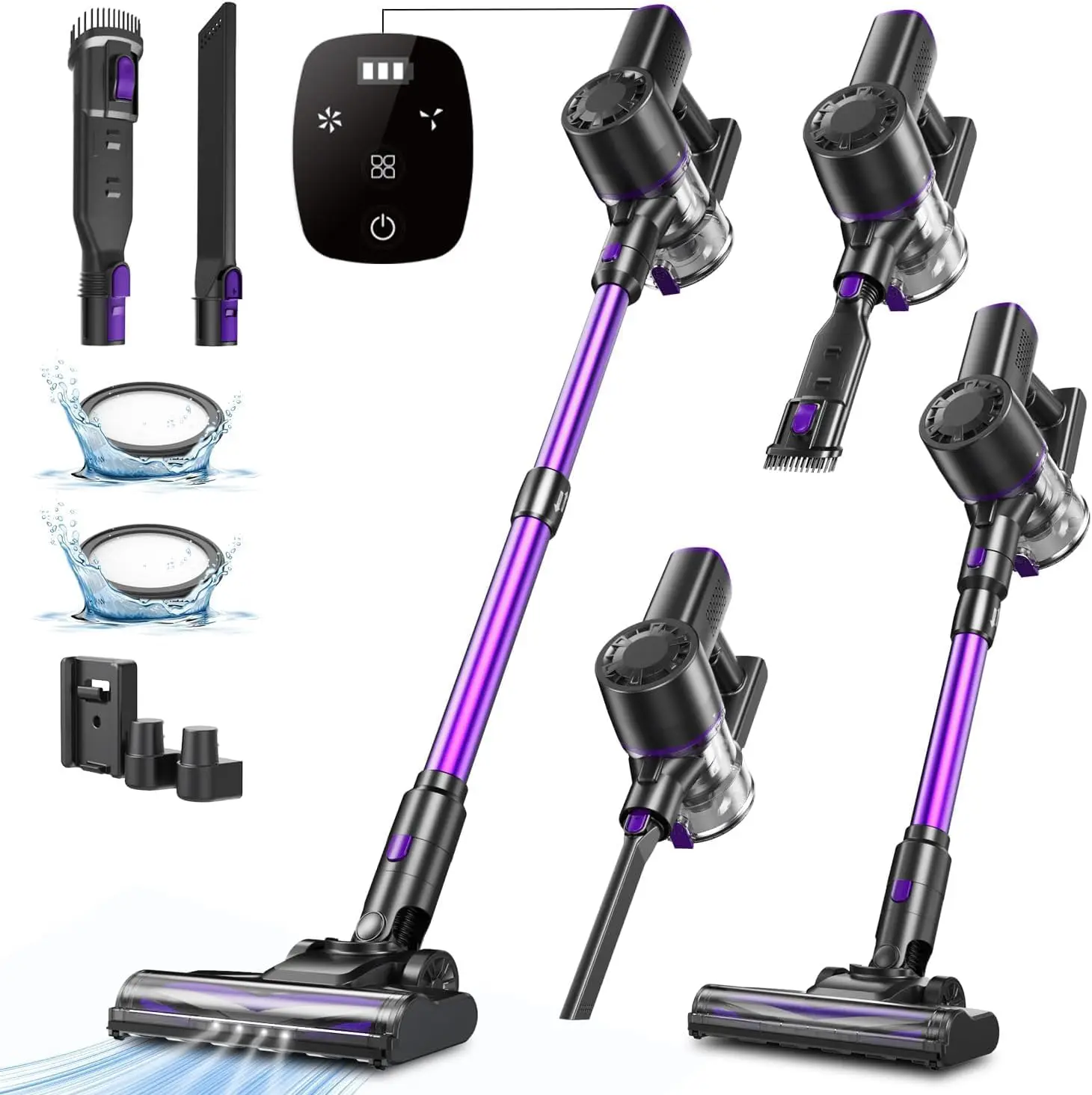 V8PRO Cordless Vacuum Cleaner For Home - 25Kpa Stick Vacuum With Self Standing Design, Max 35Min Runtime, 6 In 1 Lightweight Vac