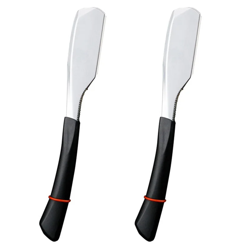 2X palo de afeitar recto para hombres y mujeres, cuchillas de cuchillo de afeitar para peluquero, diseño de primavera, barba, cara, axila, cuerpo-BAAQ