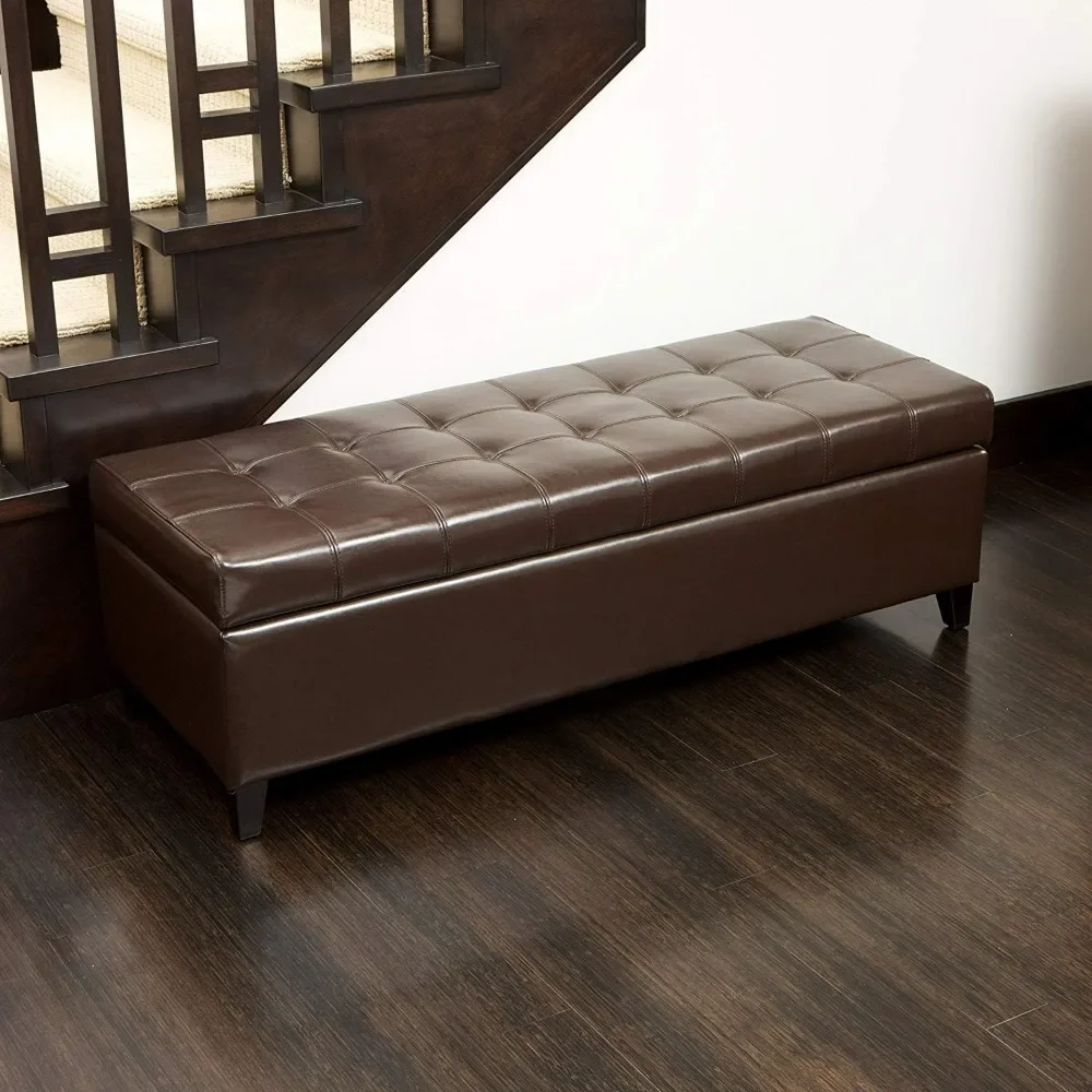 

Ottoman，Rectangular Tufted Storage Ottoman Bench Bonded Leather Coffee Table Footstool For Bedroom Living Room