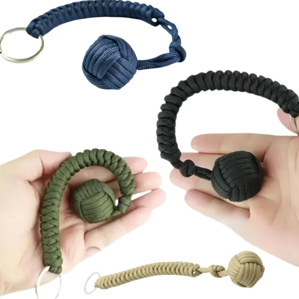 Hand-Woven Self-Defense Umbrella Rope Versatile Lightweight Monkey Fist Steel Ball Aging-Resistant Durable Survival Key Chain - view 2