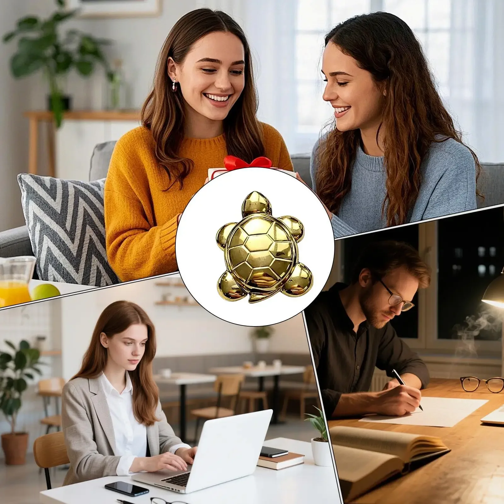 Pyrite Tortoise Natural Pyrite Carved Stone Wealth Symbol Mini Desk Turtle Decor for Office Desk Car Graduation Shelf