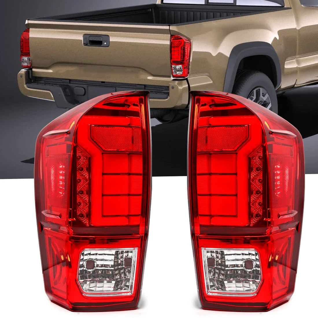 

Автомобильный задний фонарь в сборе для Toyota Tacoma 2016 2017 2018 2019 2020 2021 2022, указатель поворота, боковой габаритный фонарь, задний тормозной фонарь заднего хода