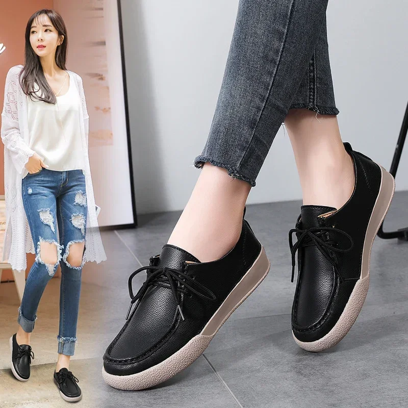 

2024 Hot Seller New Design Ladies Loafers Women Slip on Flats Genuine Leather Shoes Female Flats Fashion Zapatos De Mujer Size42