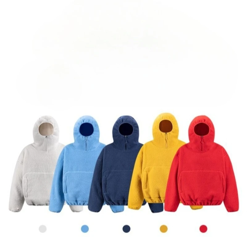 American Men's Clothing Semi-turtleneck Functional Wind Thickened Fleece Hooded Sweater Outdoor Windproof Warm Fleece Fleece