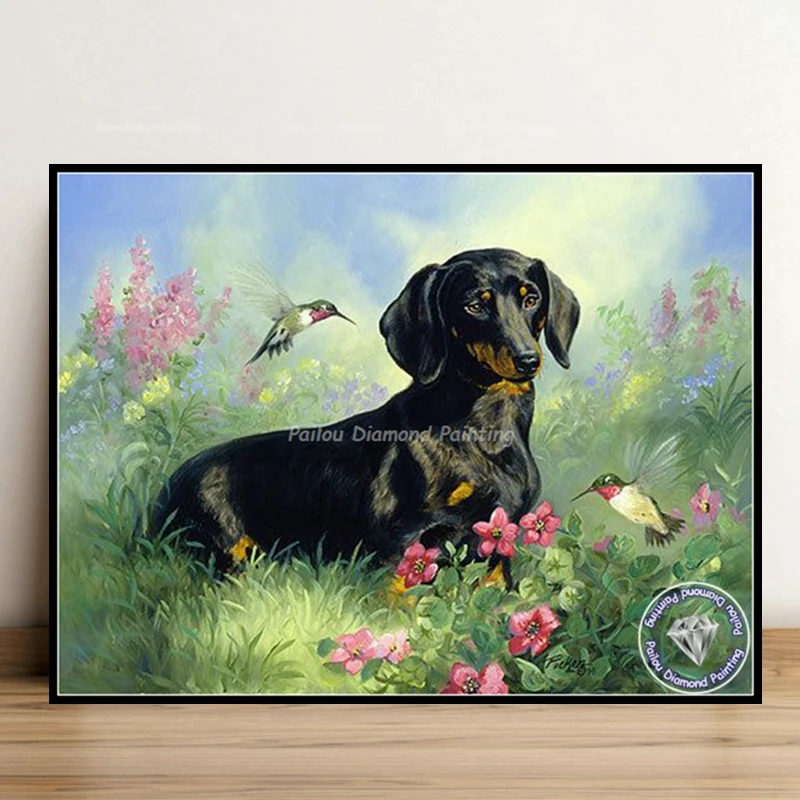 5d Full Diamond Painting Dogs Dachshund Long Black Animal Crystal Rhinestone Art Brown Puppy Pet Mosaic Cross Stitch Home Decor