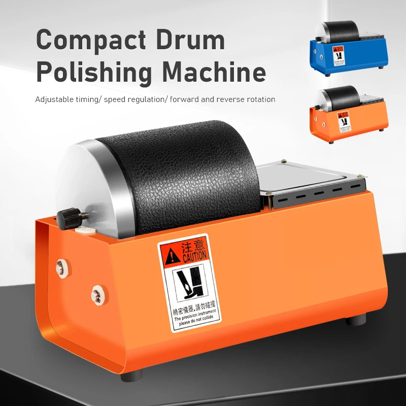

Compact Drum Polishing Machine Adjustable Speed Timing Forward Reverse Rotation Jewelry Metal Polisher for DIY Craft