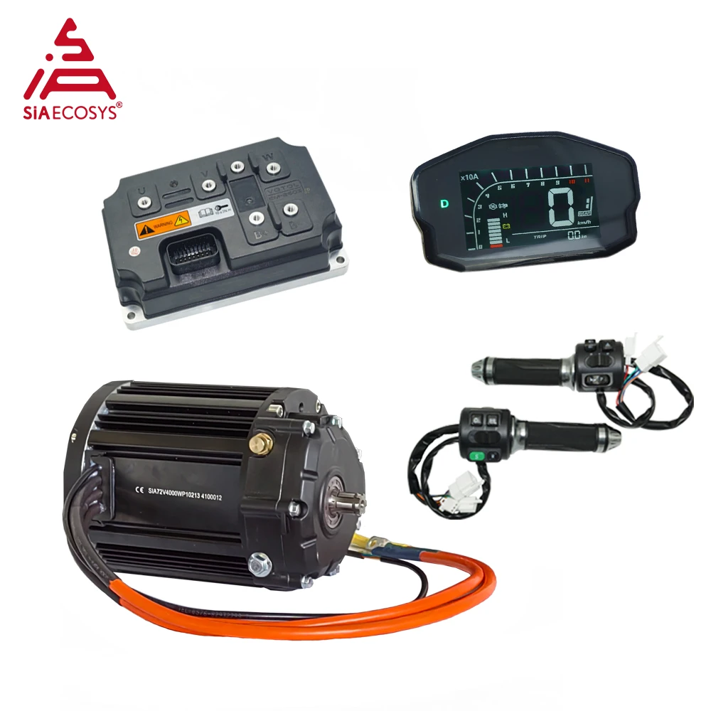 SIAECOSYS-Kits de motor QS138 90H V3 4KW con 1:2.35 gear boxMid Drive con controlador EM260SP/EM260SGTP de alta velocidad para motocicleta eléctrica