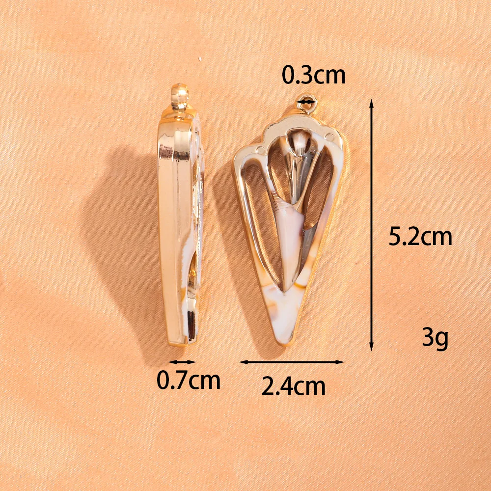 24x52MM 10pcs/lot Geometric Conch Shell Acrylic Charm Pendants Bead for DIY Jewelry Making Keychain Necklace Earring Accessories