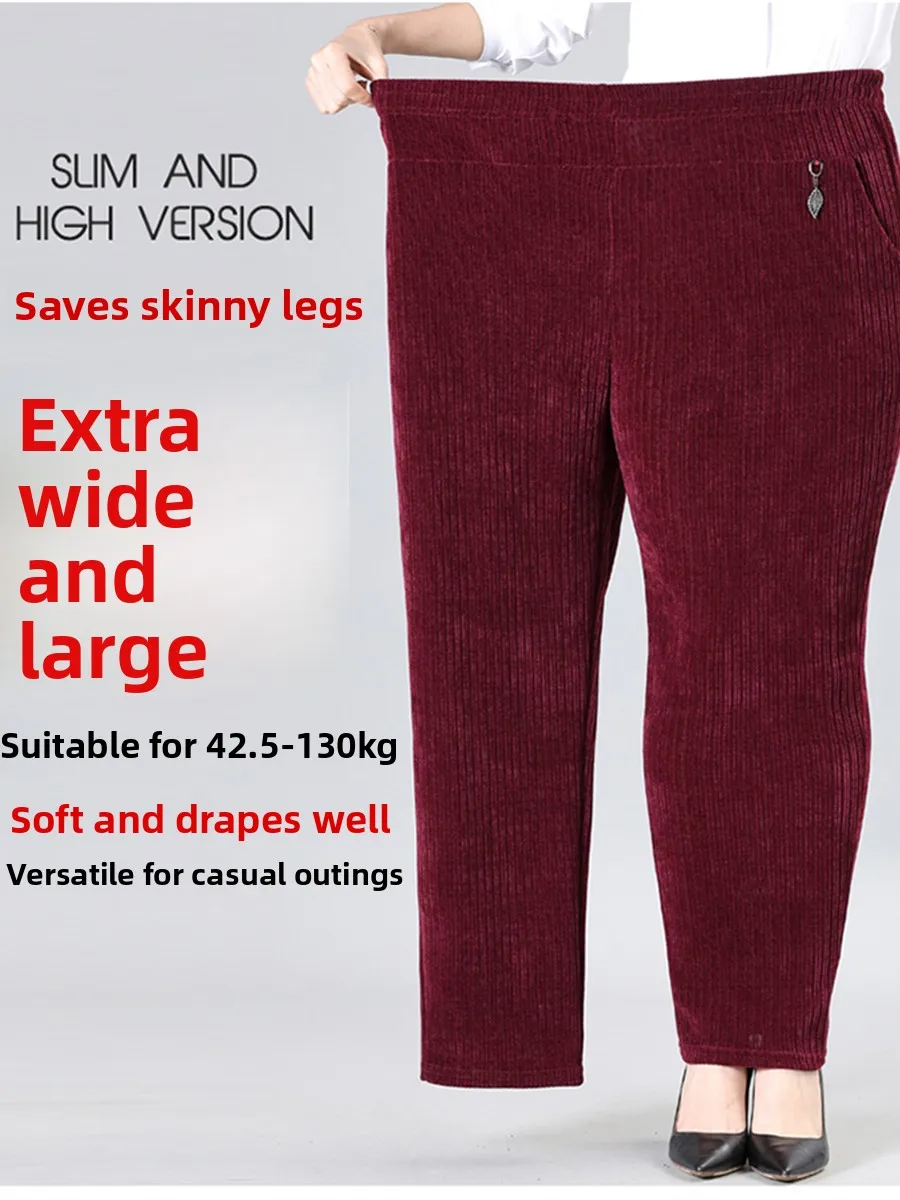 

plus Size Women's Fce Lined Loose Fit Pants Mom Jeans Extra Large Size Winter Casual Long Trousers for Older Women