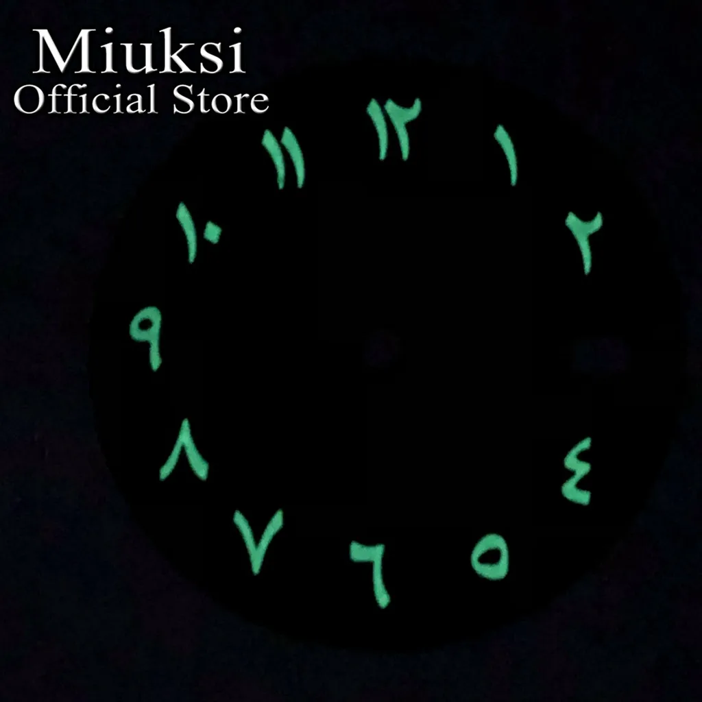 Miuksi 29mm black blue green pink purple watch dial luminous fit NH35 movement