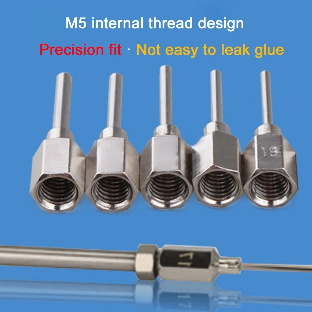 External Hexagonal M5 Internal Thread Dispensing Needle Stainless Steel Flat Tip Industrial Glue Dispensing Machine Nozzle Parts
