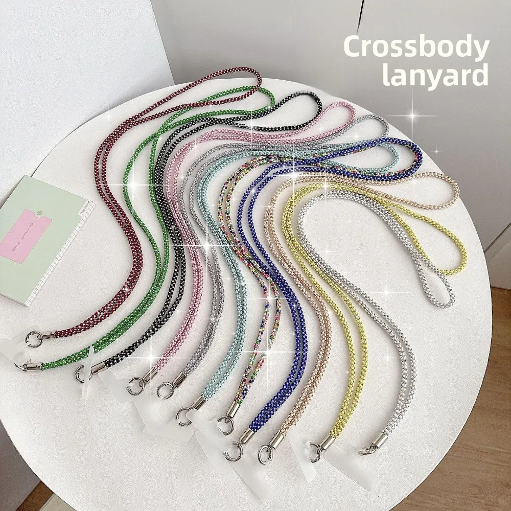 

Блестящий ремешок для мобильного телефона со стразами, брелок с кристаллами для телефона, подвесной анти-потерянный длинный веревочный ремешок через плечо на шею