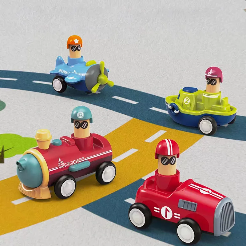 Children Cars Toys for 1-3 Years Boys Cartoon Inertial Train Ship Airplane Toy Kids Early Educational Toys for Toddler Xmas Gift