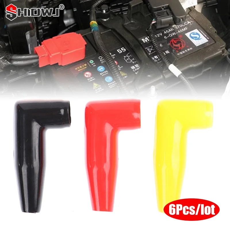 

6Pcs/lot Car Battery Insulating Cover Electric Guard Motor Winch Cable Battery Terminal Boot Rubber Protector Covers for Auto