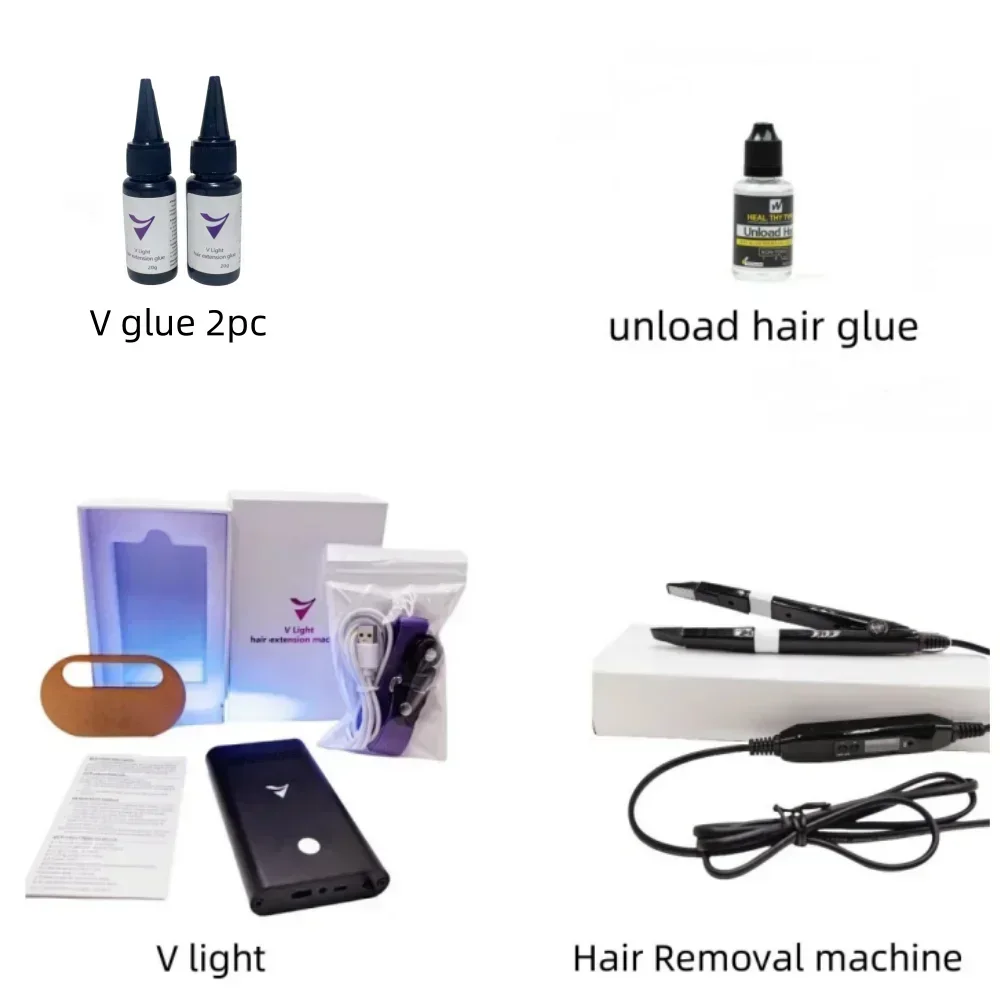 Hair Extension Tools V-Light Technology Hair-Extension Set Wig Hairs Piece Real Hairs Fast Grafting Tool Firm and Traceless