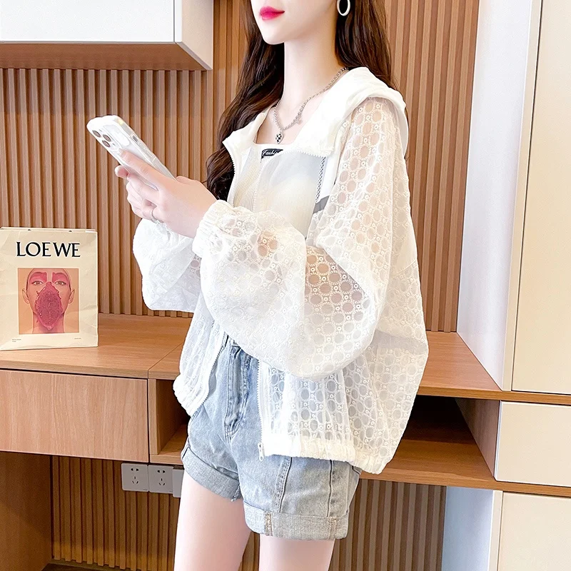 

Women's Outdoor Breathable Ice Silk Summer Thin Loose plus Size Sun Protection Clothing Fashionable Open Cardigan Outerwear