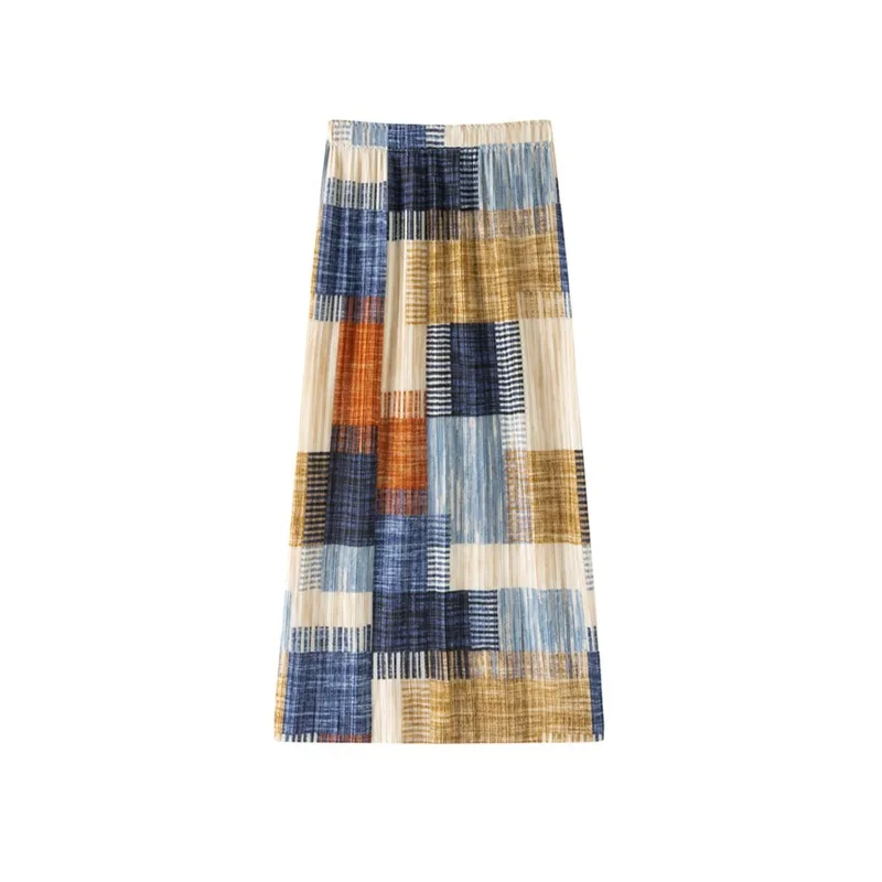 Miyake Pleated 2026 New Textured Printed Pleated Fashion Skirt Women's Mid-Length Elegant Casual Versatile Straight Skirt Pleat