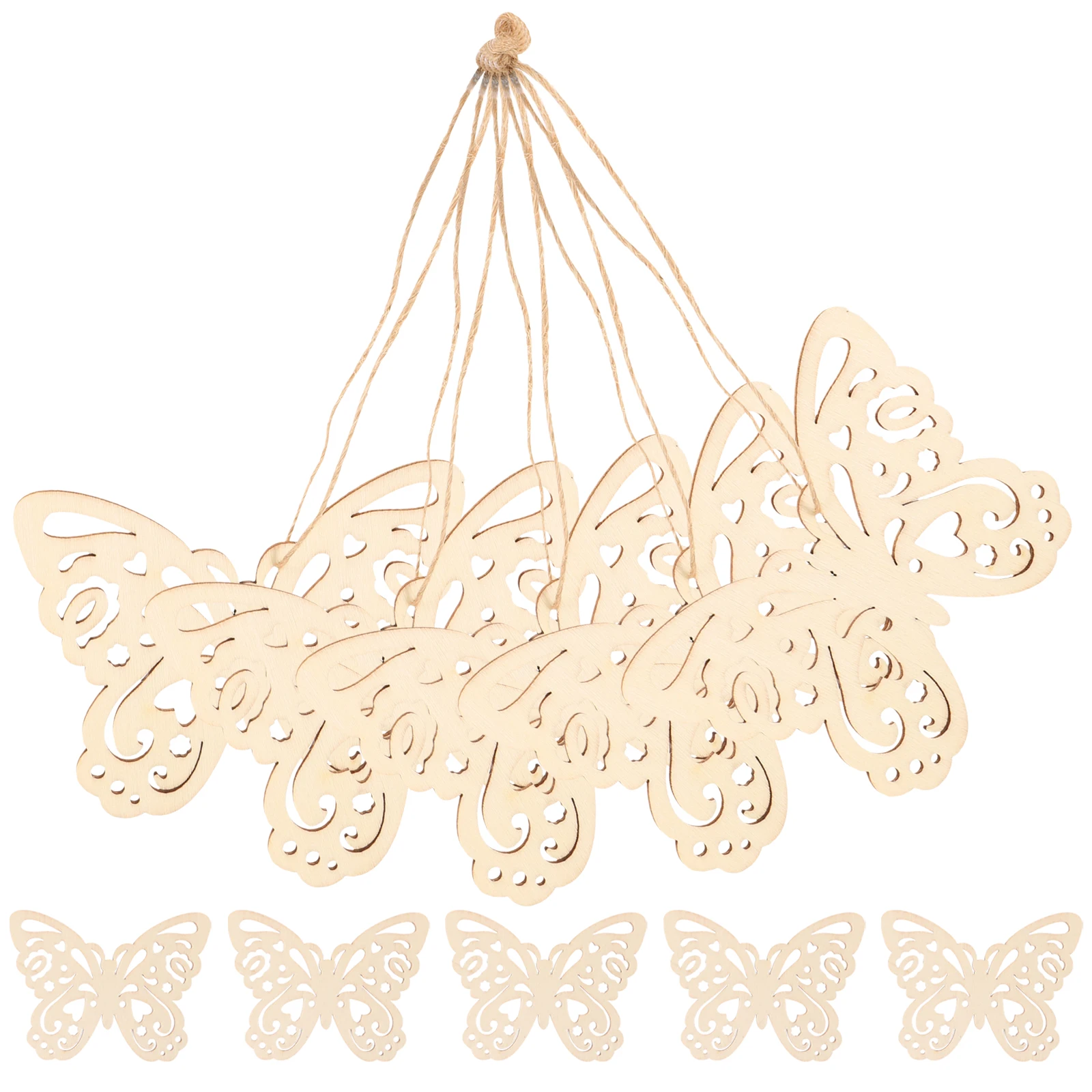 

10pcs Wood Slices Love Butterfly Shape Wooden Embellishments Craft Material Christmas Decoration DIY Projects Kids Educational