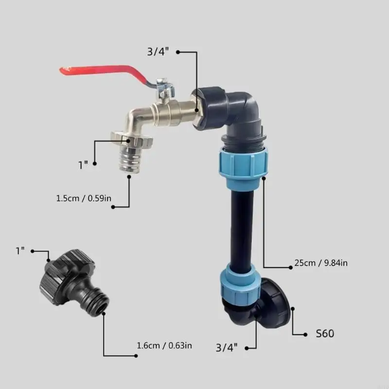 Water Elevated Faucet with Metal Tap, Plastic Adapter and Sealing Tape for Outlet Change and Drainage Use M4YD