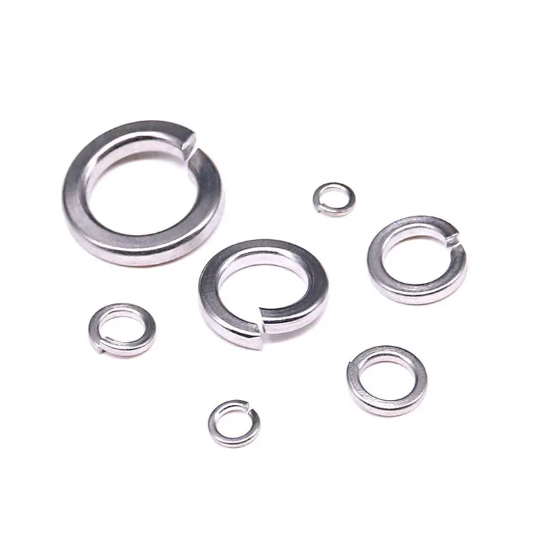 Arandela de bloqueo de resorte, juego de surtido de arandelas de bloqueo de resorte de acero inoxidable 304, 410 piezas, 8 tamaños