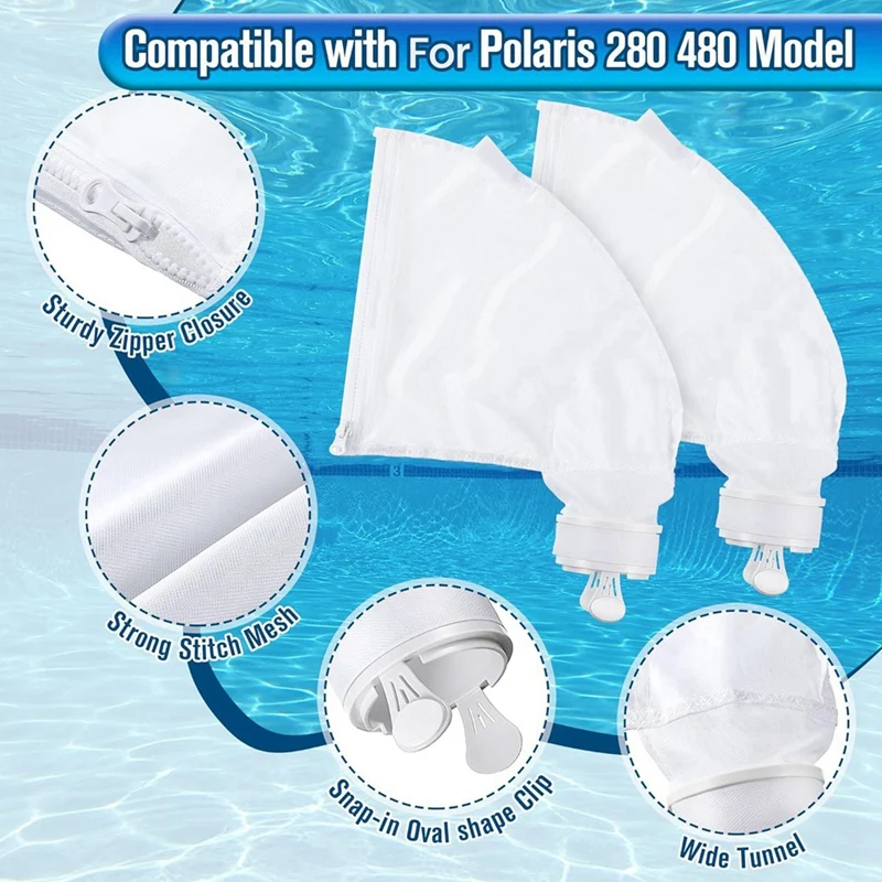 11Pcs Pool Cleaner Parts Include 2 Pool Cleaner Bags For Polaris 280 480,3 Tires 6  Hose Scrubber Replacement