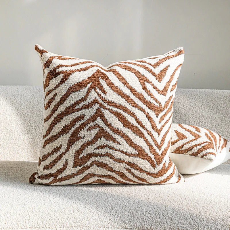 Design Luxury Cushion Cover 30x50 45x45 50x50cm Brown Zebra Pattern Square Pillowcase For Home Hotel Bed Living Room Sofa