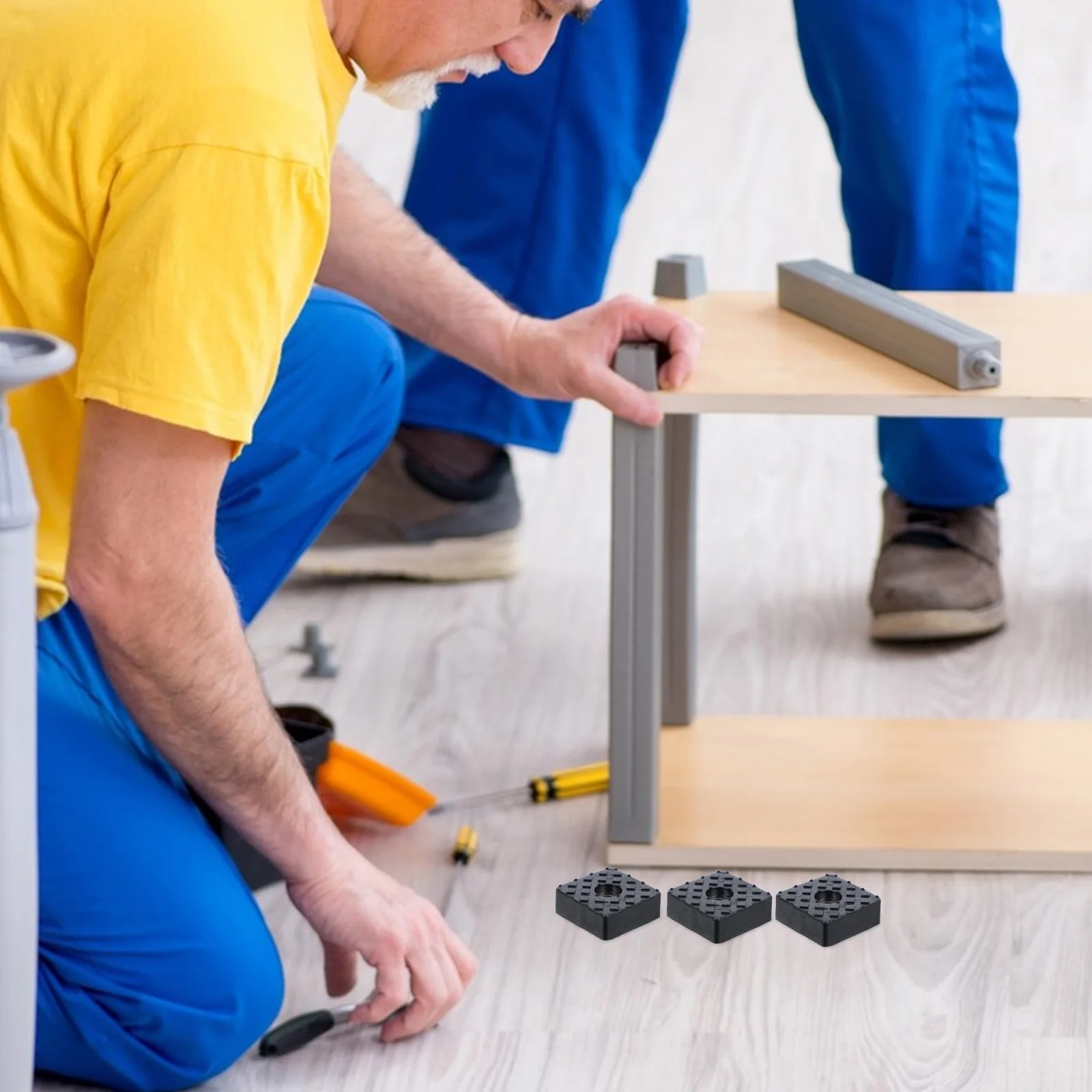 12 Stück rutschfeste Möbelpolster, weiche Gummi-Bodenschoner, rutschfest, für Stuhl, Sofa, Tisch, Bett, Beine, quadratische Gummifüße