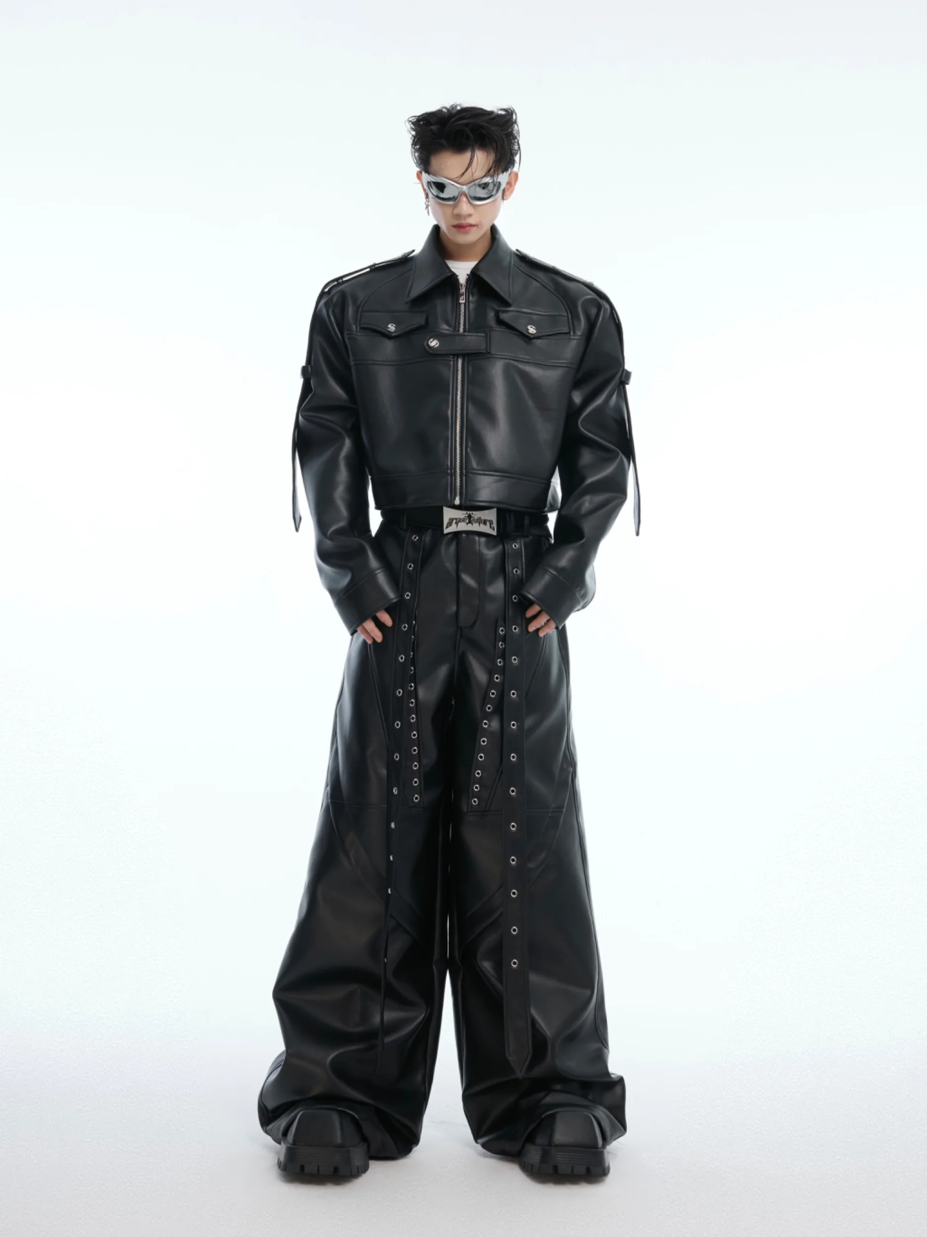 ArguE CulturE Herren Ort Jaet Motorrad Sle Metall Spleißen Oulder Pad Oberbekleidung Frühling Casual Baumwolle Ledermantel