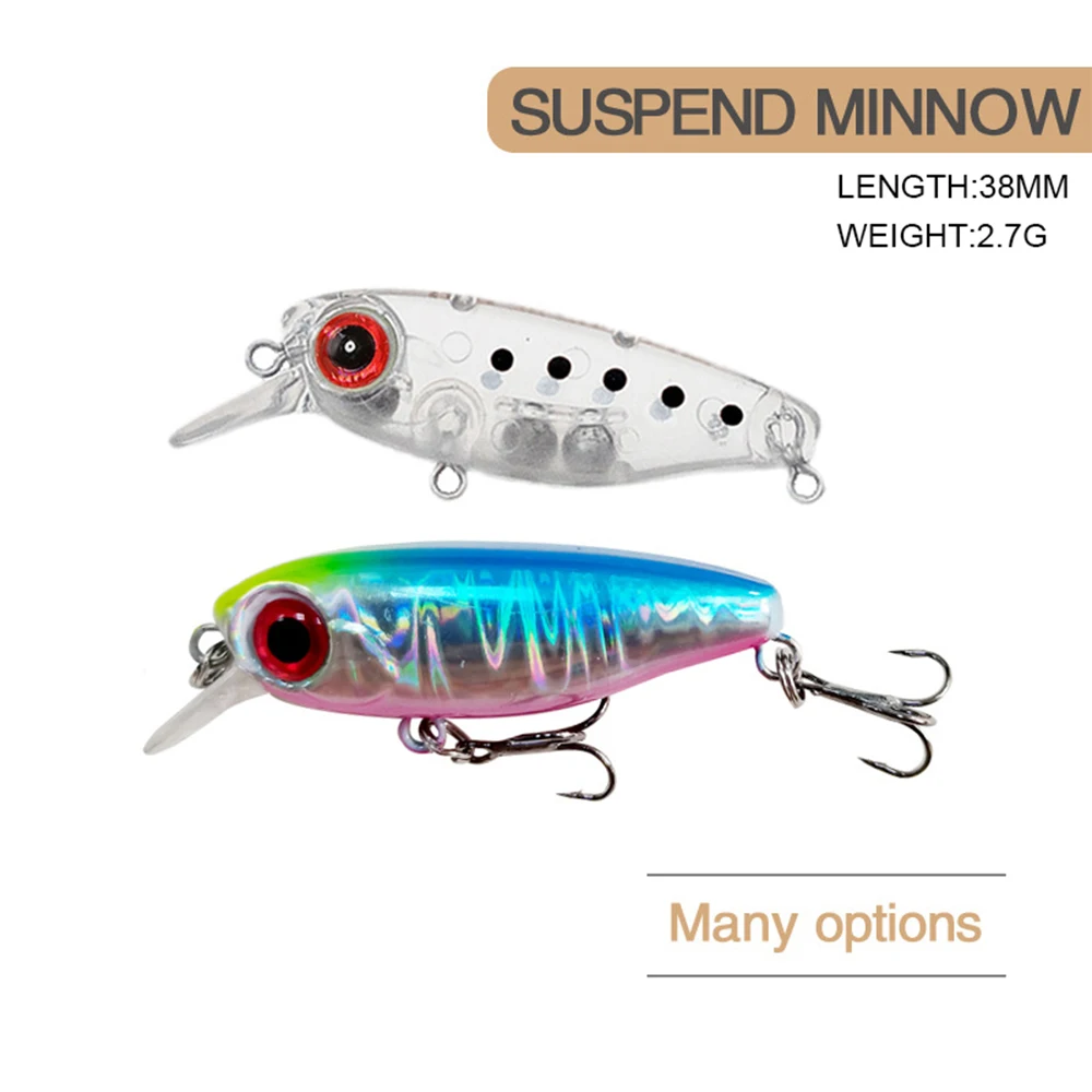 3.8cm 2.7g Fishing Lure Micro Minnow Wobbler Mini Suspending Jerkbait Swimbait Artificial Hard Bait Stream Trout Bait Fake Decoy