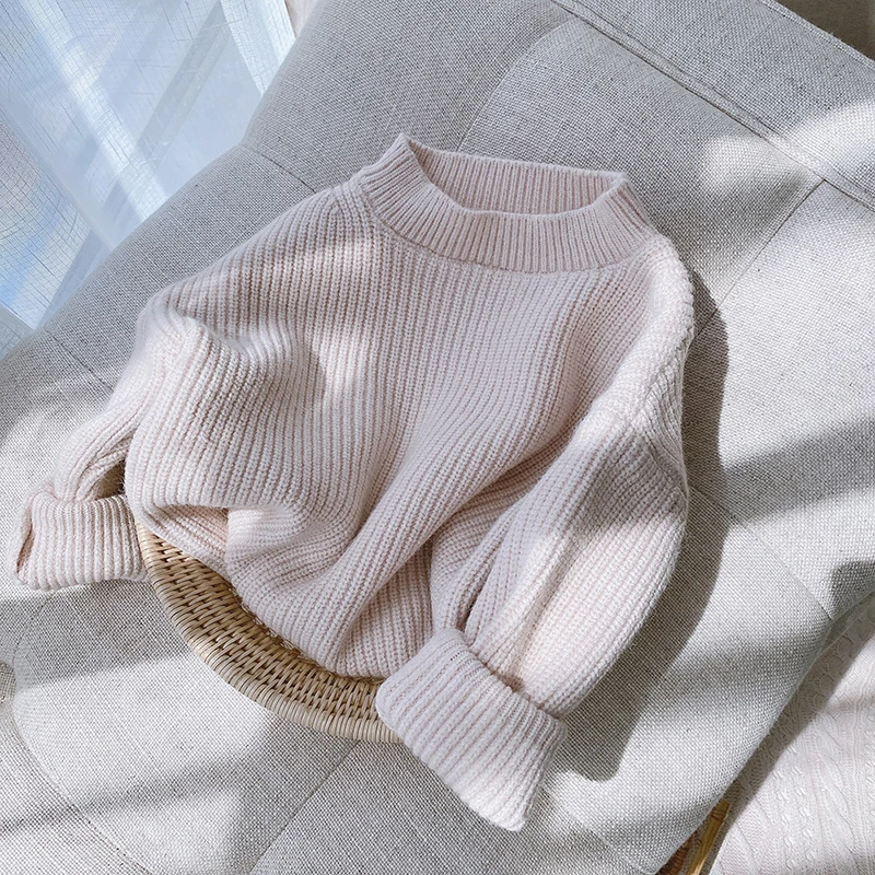 Melario Solid Color Baby Girls Soft Wool Knitted Sweater for Children\'s Tops Clothes 2023 New Kids Cashmere Pullover Sweaters