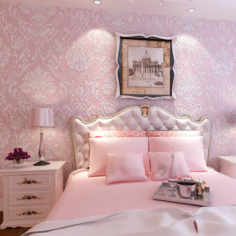 European Style Non-woven Wallpaper Bedroom Living Room Sofa TV Background Wall 3D Embossed Wall Paper Home Decor Wallpaper