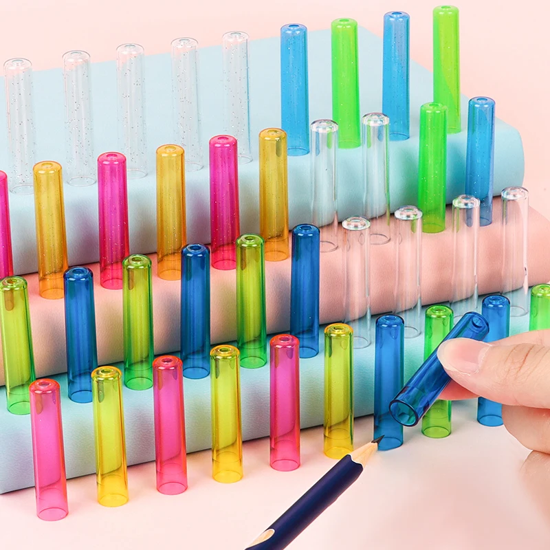 New 24/50Pcs Kawaii Student Children Pencil Extender Pen Protector Cap Plastic Prize Gifts For Kids Pencil Cap Pencil Cover