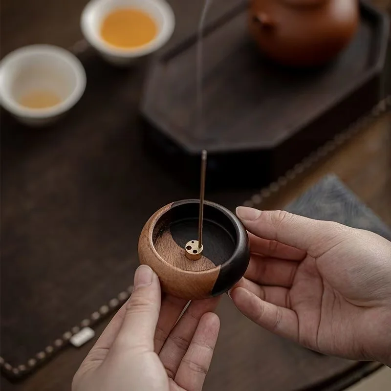 

Solid Wood Tai Chi Incense Insert Tray Home Office Shop Decorations Vintage Zen Tea House Fragrance Tools Incense Holder Gifts