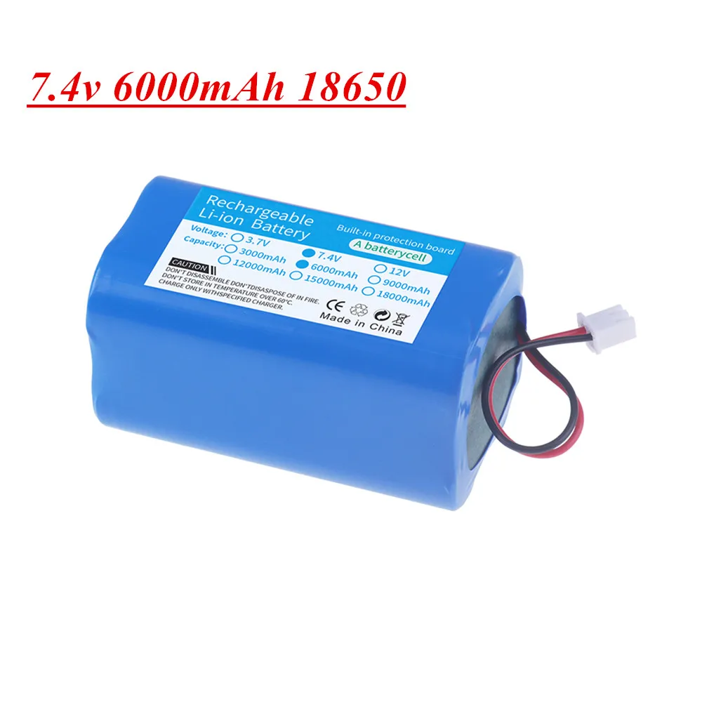 7,4 V 6000 mAh 18650 bateria litowa 1S2P 6000 mAh akumulator megafon płyta ochronna głośnika + wtyczka XH-2P