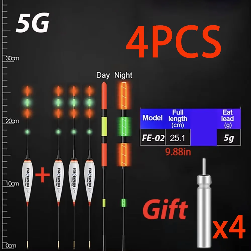 4 Stück/Set Sommer-Angel-LED-Nachtlichter, elektronische Schwimmkörper, hoher Auftrieb 3g-13g mit CR425 Batterie, 2026 Angelzubehör