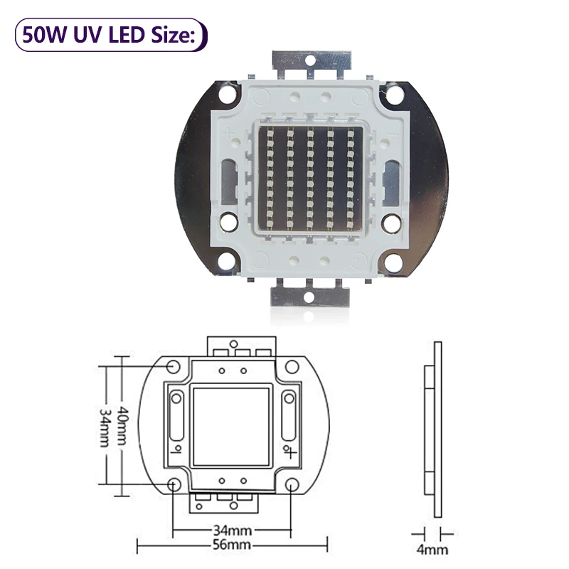 50W UV Purple LED Ultraviolet Bulbs Lamp Chips 365nm 370nm 395nm 400nm High Power COB Chip DC30-36V For UV Glue Curing Light Ink