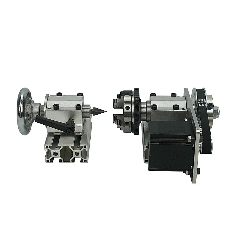 Center Height 51mm Rotary Axis A Axis with Chuck for DIY CNC Router Wood Milling Machine