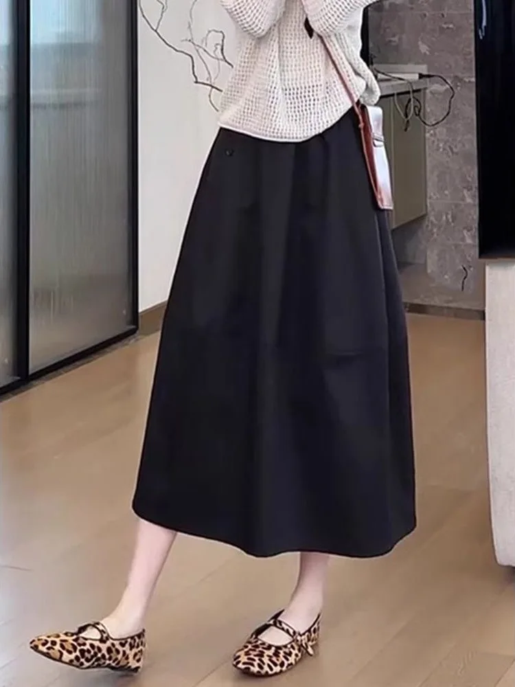 

Slimming Bla Flower Bud Skirt f-length Women's Summer New Sle Faionable Versatile High Waist Casual Print Skirt