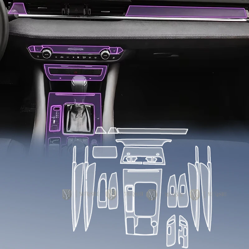 

Для Mazda 6 Atenza 2020-2026: Защитная пленка из ТПУ/ППФ для приборной панели, центральной консоли и рычага переключения передач, антицарапийная.