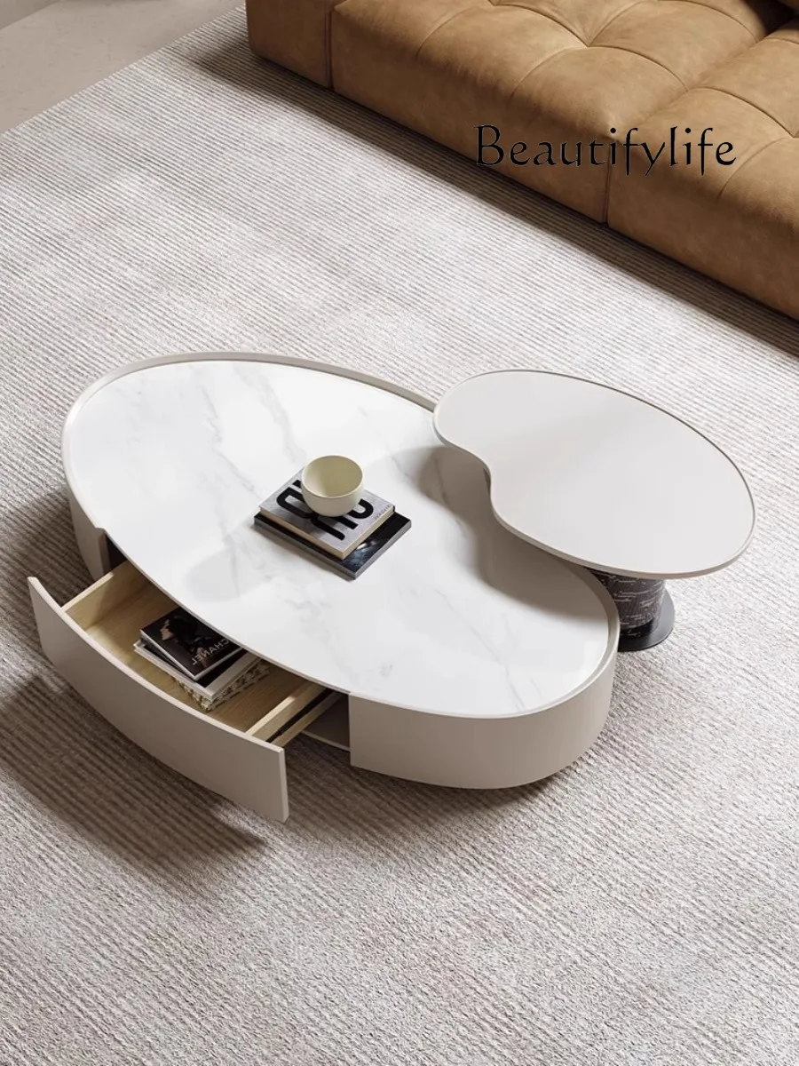 

Coffee Table Combination Modern Simple Small Apartment Living Room Designer Creative Cashew Super Crystal Stone Tea Table Bench