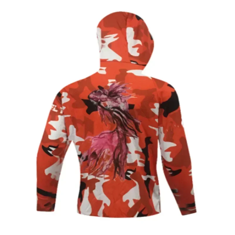 في الهواء الطلق قميص رياضي 2023 جديد الرجال الحماية من الشمس مقنعين ملابس الصيد مع سحاب المضادة للأشعة فوق البنفسجية UPF 50 + تنفس ملابس الصيد #3