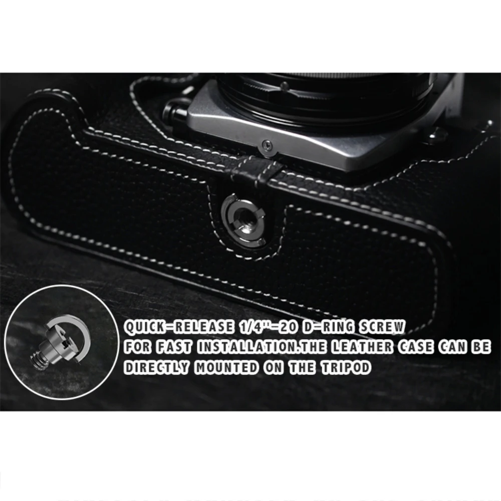 Handmade Half Case For Nikon FA Case Leash Camera Strap Leather Camera Half Case Film Camera Genuine Leather Bag Black