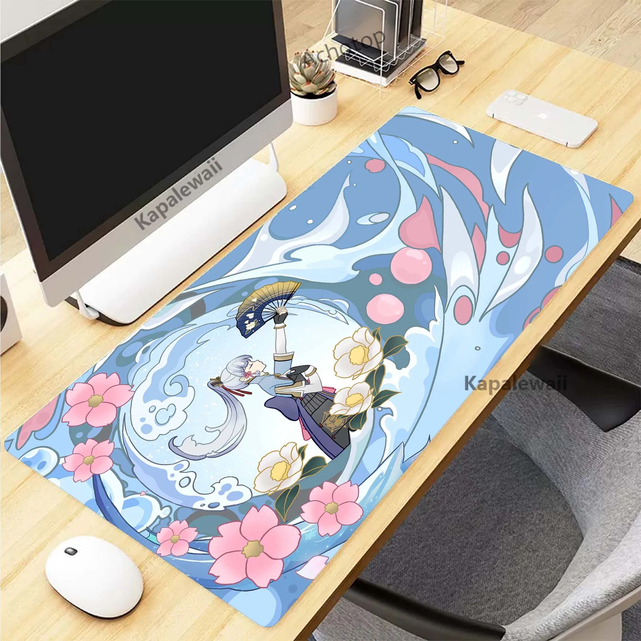 

Genshin Impact Anime Gamer Mousepad Large Gaming Mouse Pad Computer Keyboard Pads Locking Edge Mouse Mat XXXL Desk Mat 90x40cm