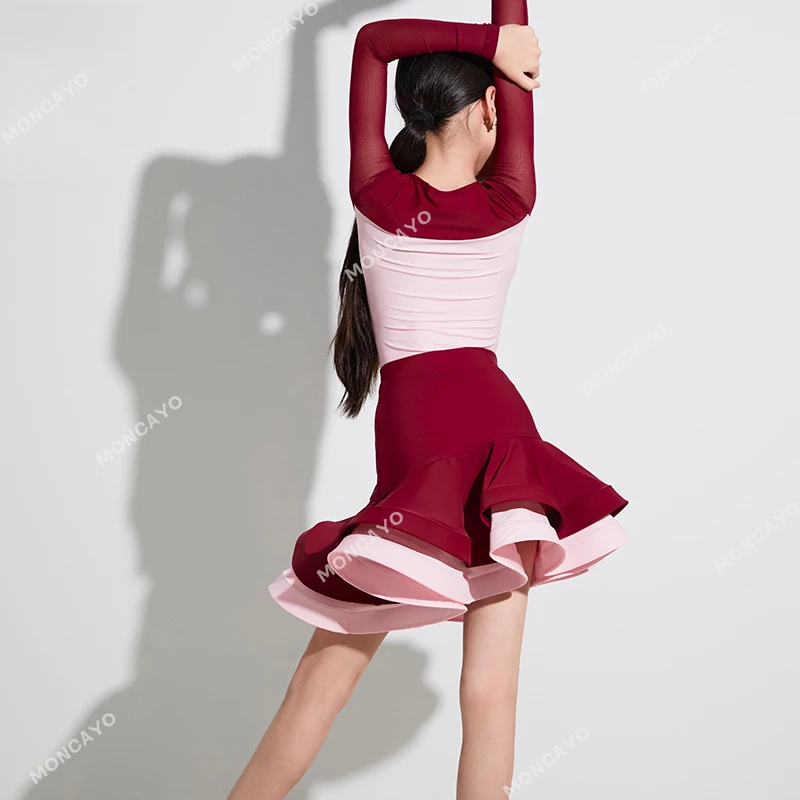 Samba Costume de danse latine enfants Cha Cha Rumba Tango robe de danse latine filles professionnel robes de concours de danse de salon enfant