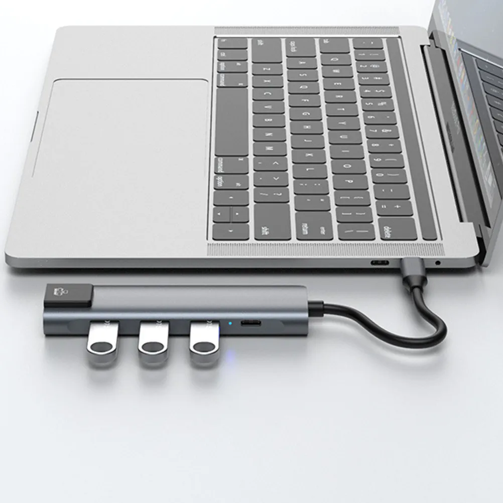 

Многофункциональный USB-хаб 5-в-1 Type-C: профессиональная док-станция, адаптер для ноутбука, зарядка PD, сетевой порт