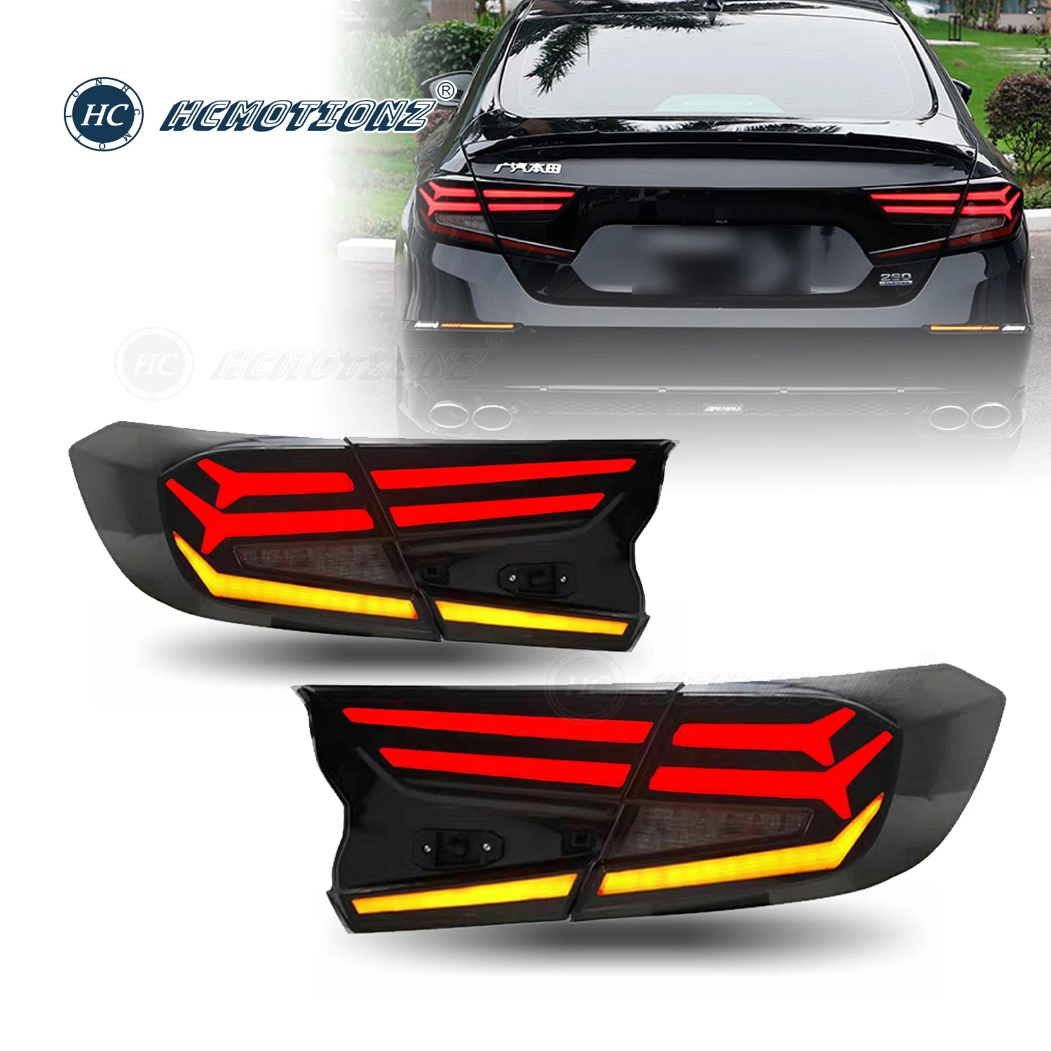 HCMOTONZ LED Back Lamps for Honda Accord DRL Start up Animation Tail Lights Rear Lamps Assembly 10th/10.5th Gen 2018-2022