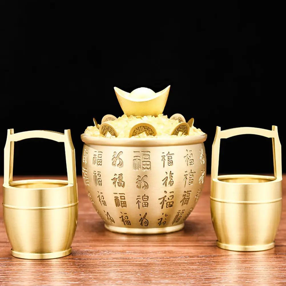 Gold Cicada Fortune Treasure Basin Small Brass Offering Bowl Wealth Bowl Table Centerpiece Decoration Small Treasure Basin