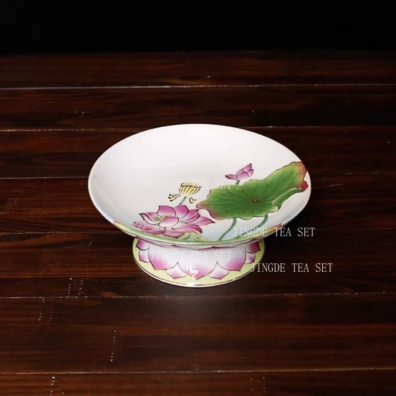 6-inch High Foot Supply Tray Lotus Fruit Plate for Buddha Offering Household Ceramic Buddha Front Supply Tray Buddha Tools